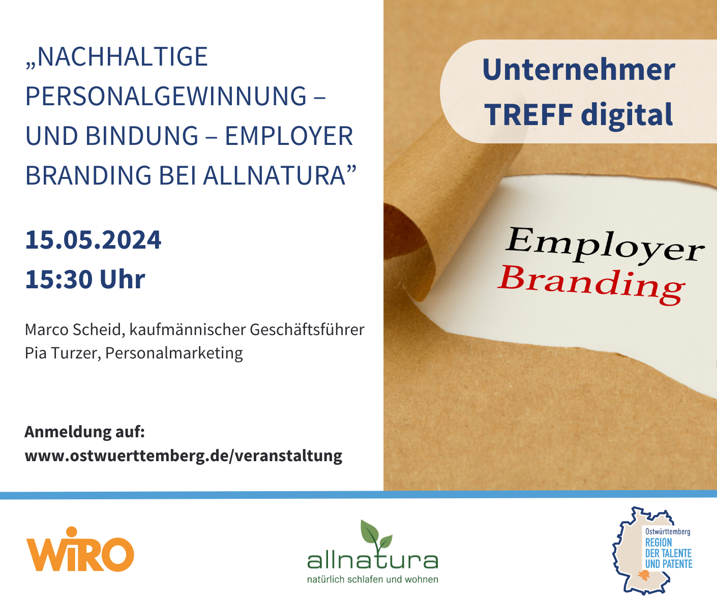 UnternehmerTREFF digital „Nachhaltige Personalgewinnung – und Bindung– Employer Branding bei allnatura“