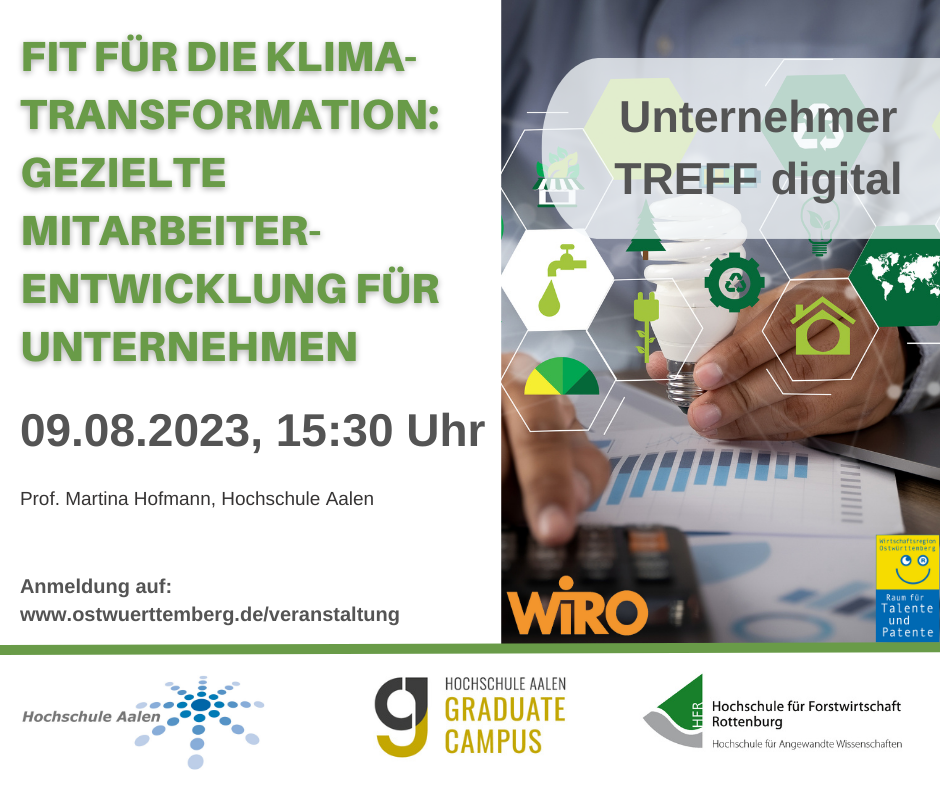 UnternehmerTREFF digital „Fit für die Klimatransformation: Gezielte Mitarbeiterentwicklung für Unternehmen“