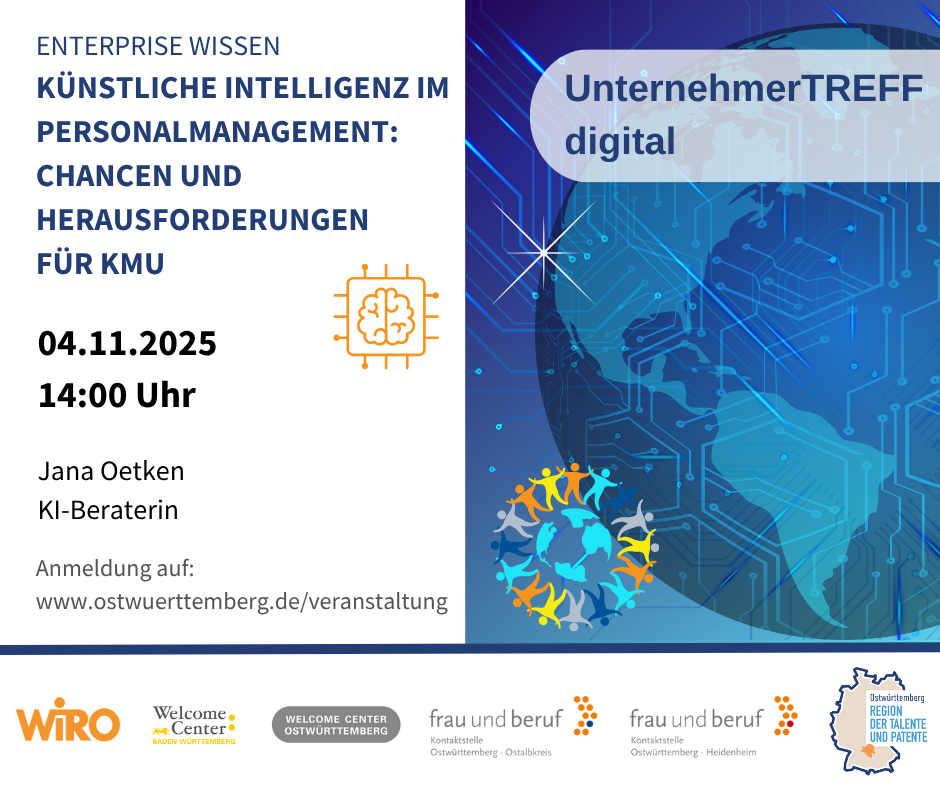 UnternehmerTREFF digital - Künstliche Intelligenz im Personalmanagement: Chancen und Herausforderungen für KMU