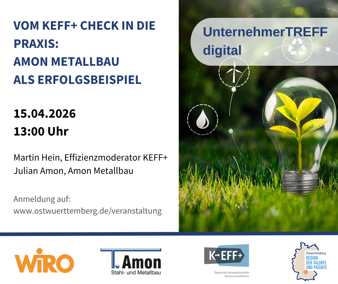 UnternehmerTREFF digital: Vom KEFF+ Check in die Praxis: Amon Metallbau als Erfolgsbeispiel