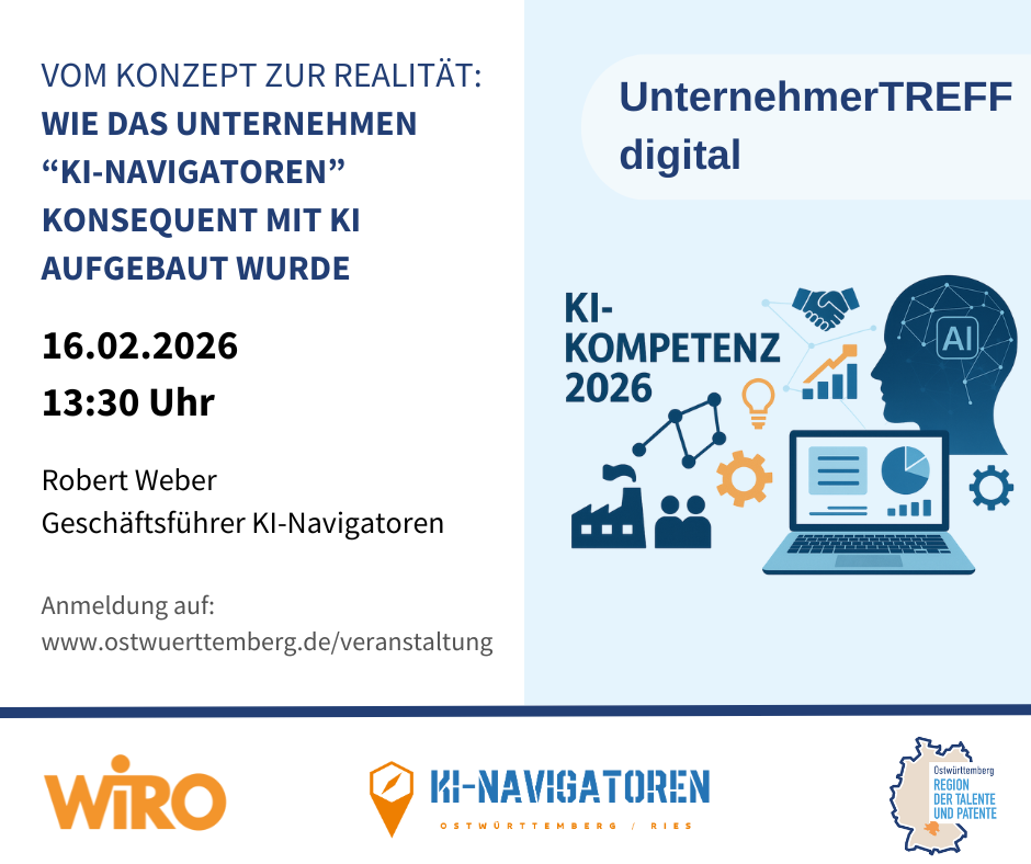UnternehmerTREFF digital: Vom Konzept zur Realität: Wie das Unternehmen "KI-Navigatoren" konsequent mit KI aufgebaut wurde
