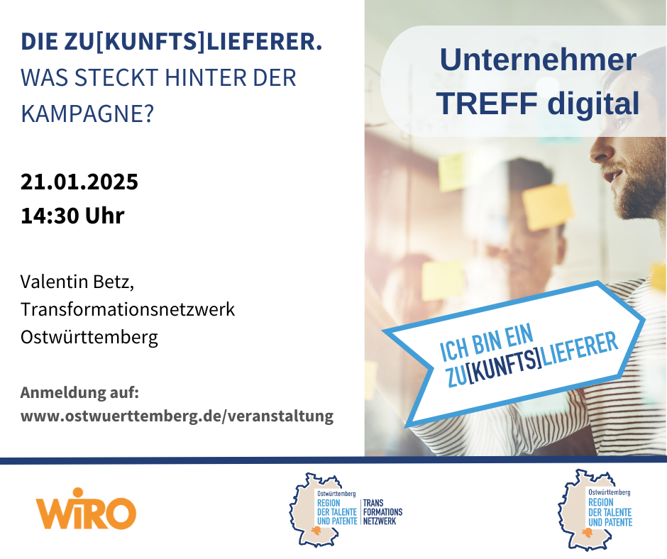 UnternehmerTREFF digital am 21.1.2025: Die Zu[kunfts]lieferer. Was steckt hinter der Kampagne?